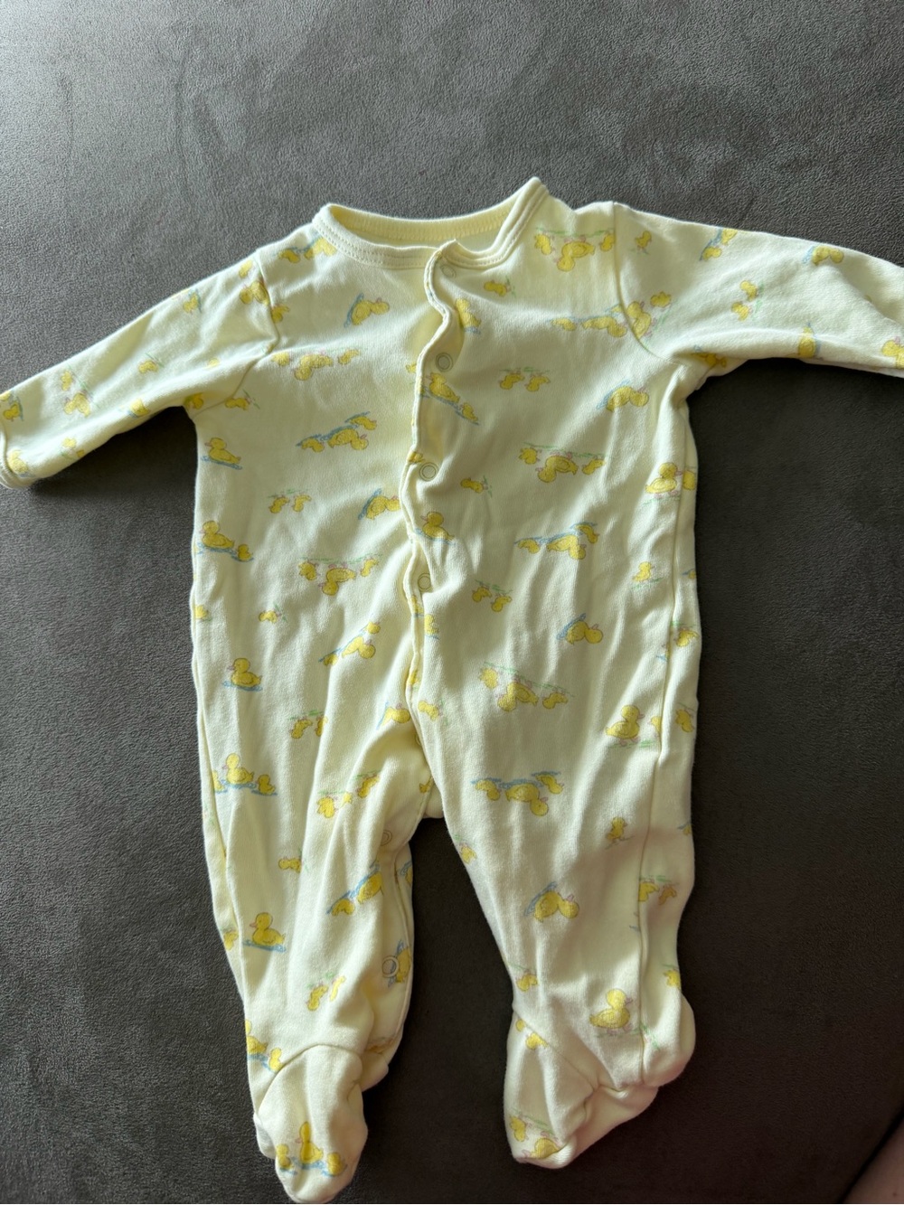 Little Me Yellow Duck-Print Footed One-Piece